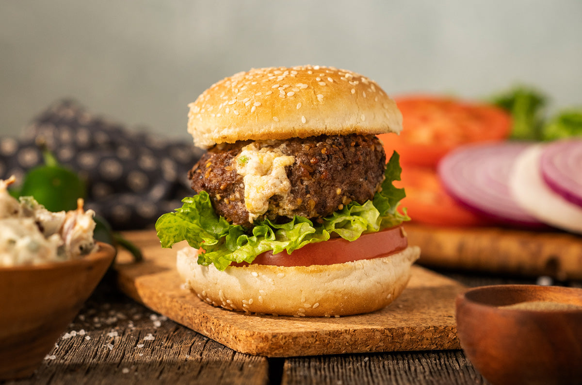 Jalapeño Cream Cheese Stuffed Cowboy Burgers