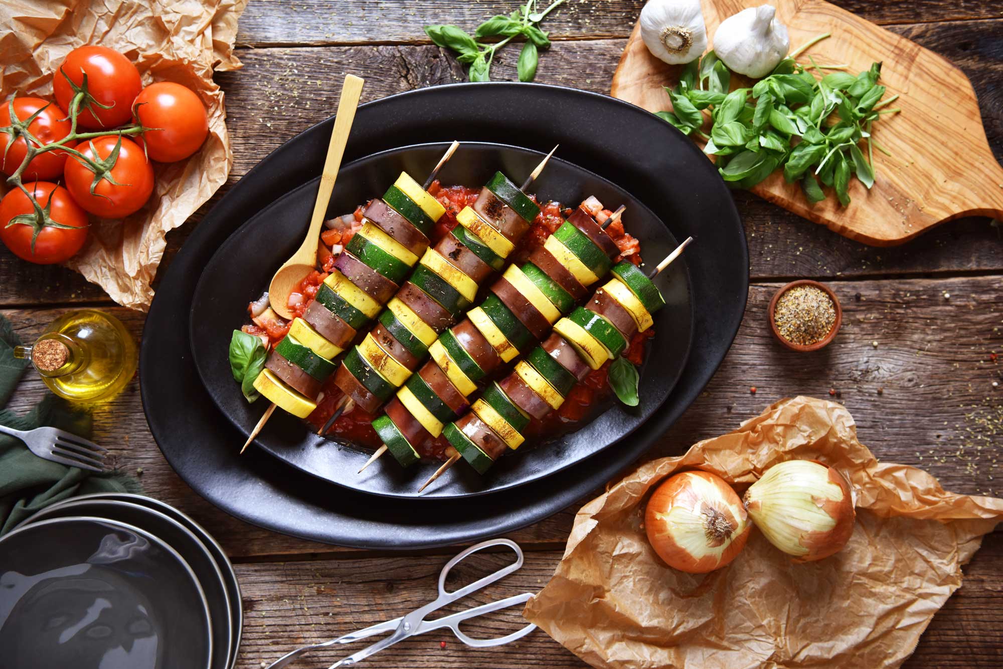 Grilled Ratatouille Kebabs