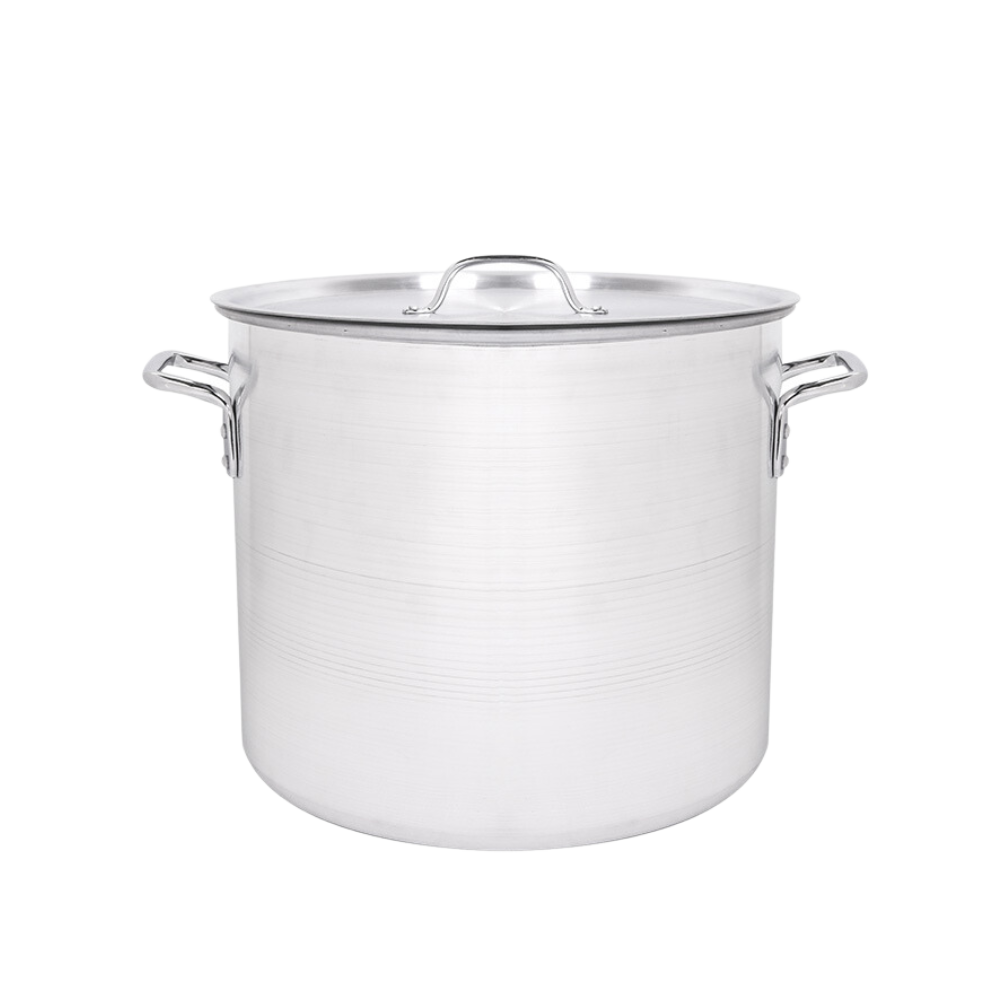 80 Qt. Aluminum Stockpot with Strainer Basket and Lid