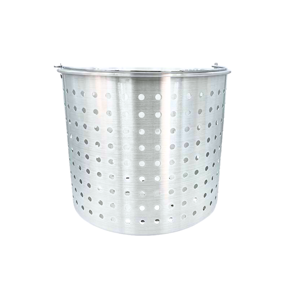 80 Qt. Aluminum Stockpot with Strainer Basket and Lid