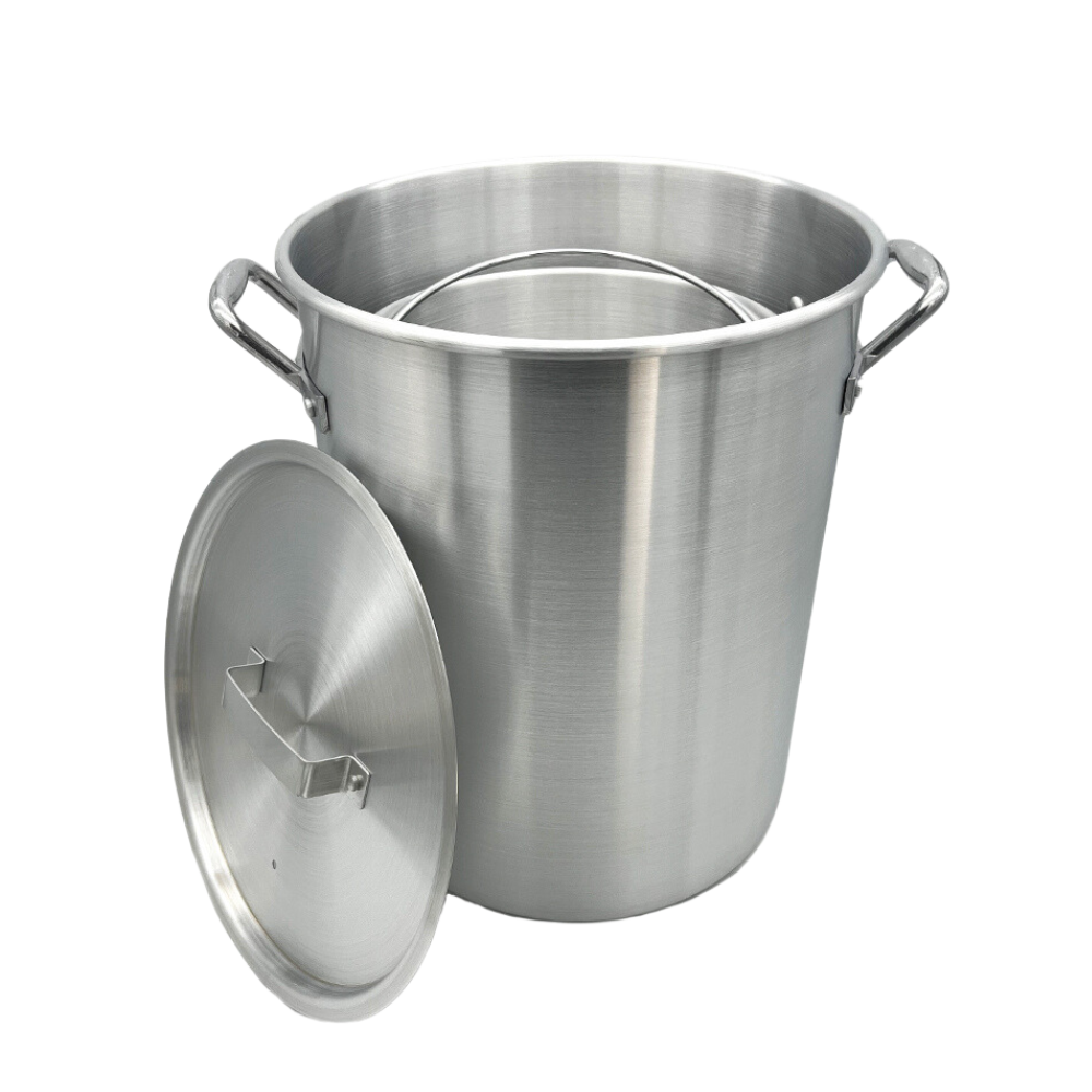 30 Qt. Aluminum Fryer Pot with Strainer Basket and Lid
