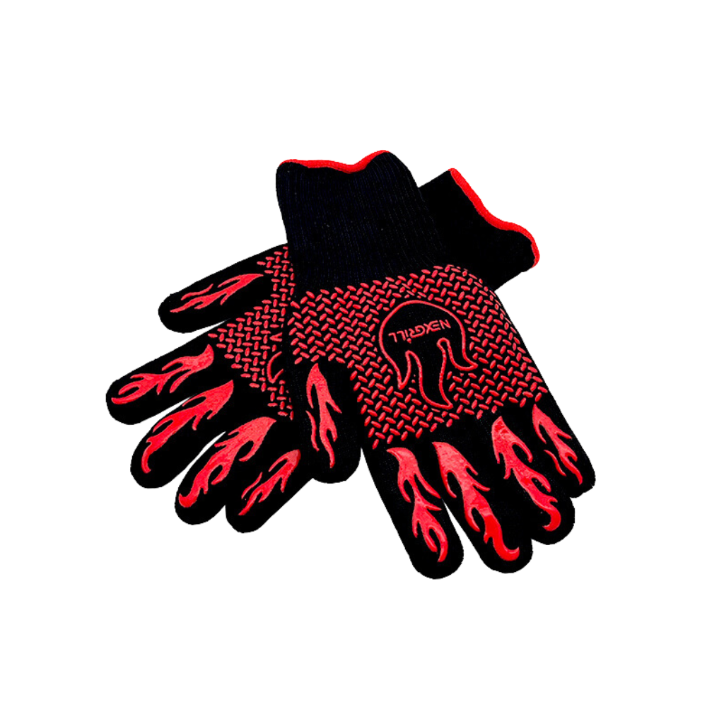 Black and Red Heat Resistant Grilling Gloves