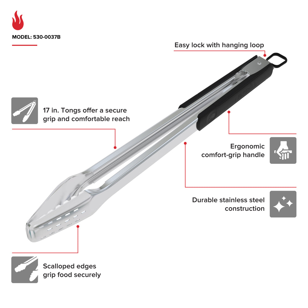 17 in. Stainless Steel Grill and Griddle Locking Tongs