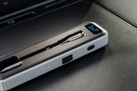 Nexgrill wireless meat probe thermometer with a digital display on a grill side shelf