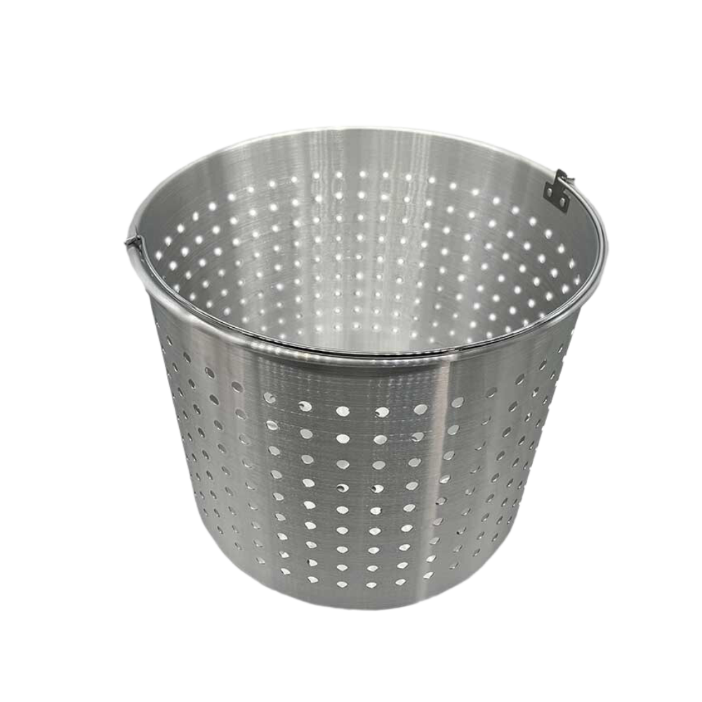120 Qt. Aluminum Stockpot with Strainer Basket and Lid