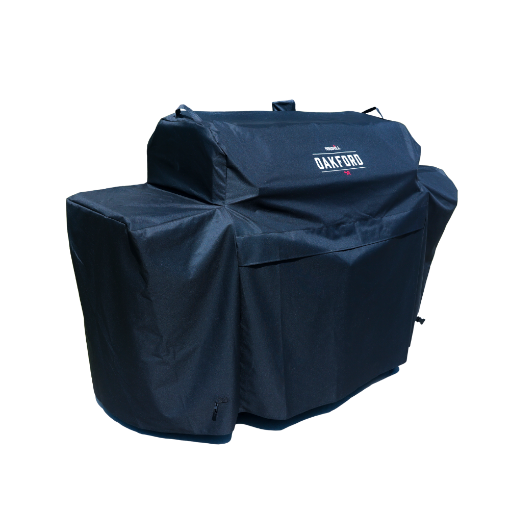 Oakford 1150 Pro Offset Smoker and 3-Burner Gas Grill Cover