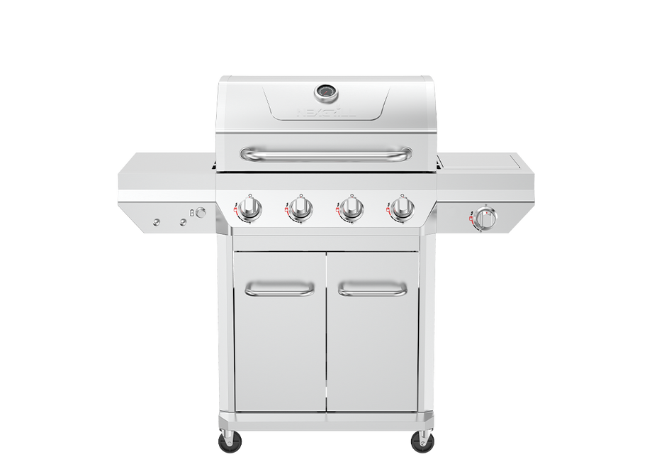 4-Burner Stainless Steel Gas Grill with Side Burner