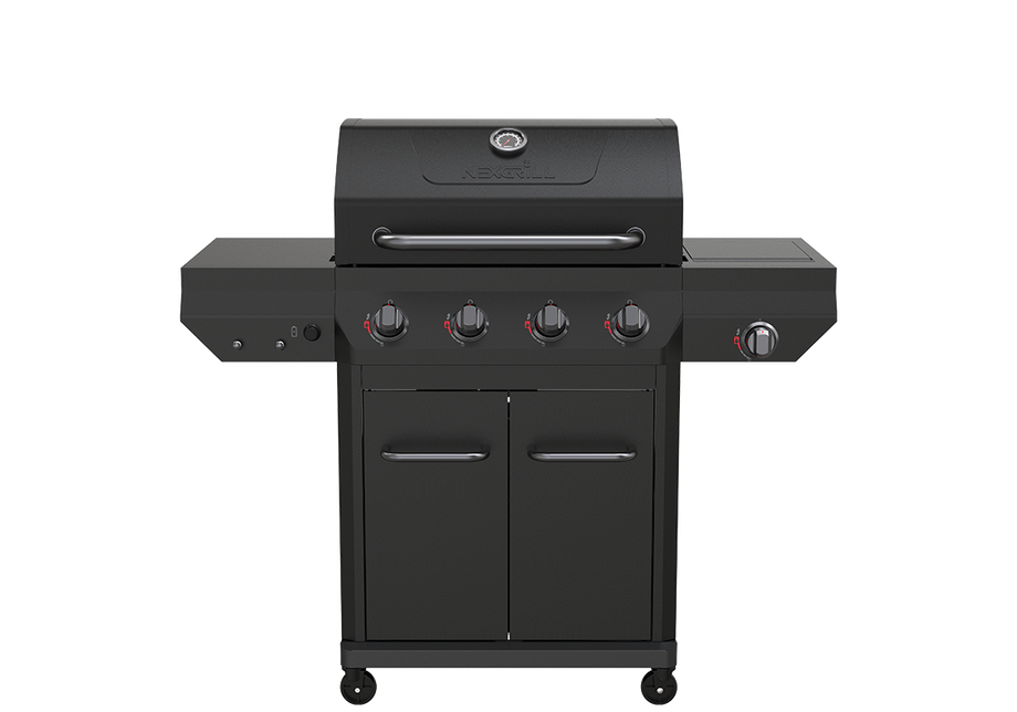 4-Burner Gas Grill with Side Burner in Black