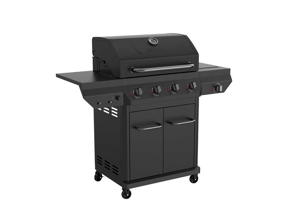 4-Burner Gas Grill with Side Burner in Black