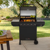 5 Burner Propane Gas Grill with Side Burner in Black