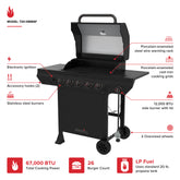 5 Burner Propane Gas Grill with Side Burner in Black