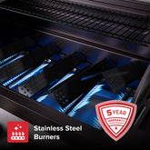 5 Burner Propane Gas Grill with Side Burner in Black