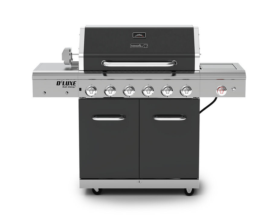 Deluxe 6-Burner Propane Gas Grill with Ceramic Searing Side Burner & Rotisserie Kit