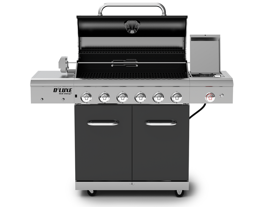 Deluxe 6-Burner Propane Gas Grill with Ceramic Searing Side Burner & Rotisserie Kit