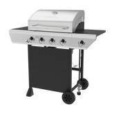 4-Burner Gas Grill in Stainless Steel with Side Burner