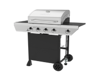 4-Burner Gas Grill in Stainless Steel with Side Burner