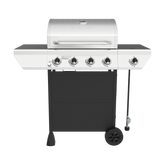 4-Burner Gas Grill in Stainless Steel with Side Burner
