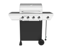 4-Burner Gas Grill in Stainless Steel with Side Burner