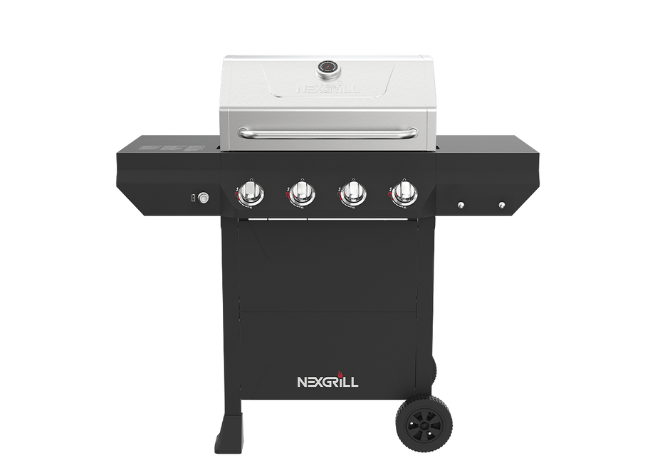 4-Burner Propane Gas Grill in Black with Stainless Steel Main Lid