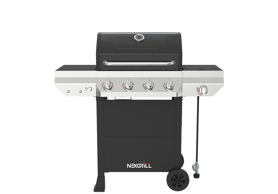 4-Burner Gas Grill with Side Burner in Black