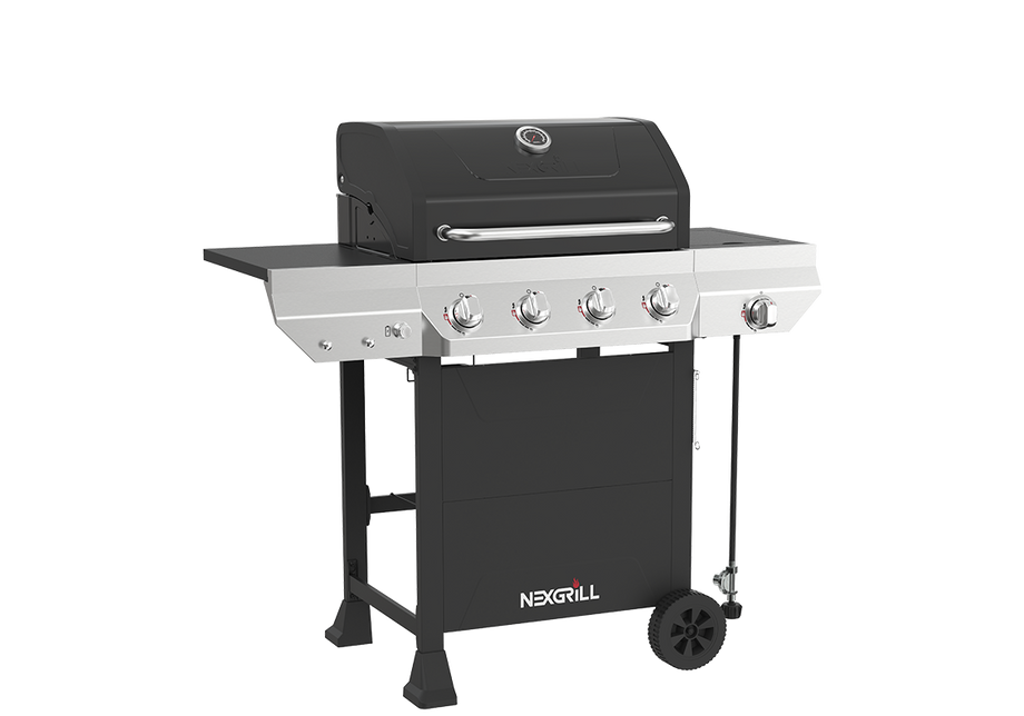 4-Burner Gas Grill with Side Burner in Black