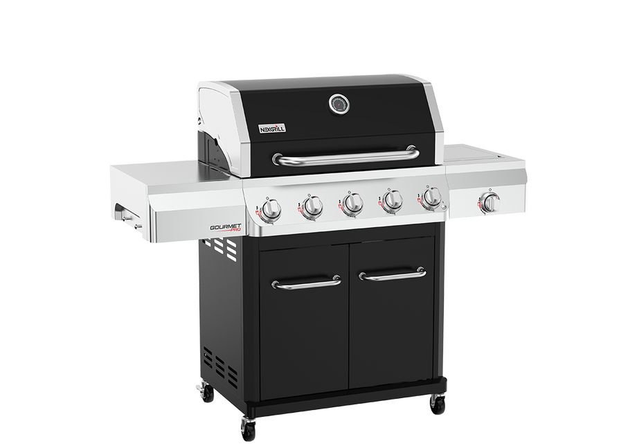 Gourmet Pro 5-Burner Gas Grill with Side Burner in Black