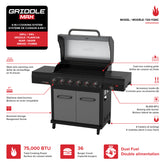 Gourmet Pro 6-Burner Graphite Dual Fuel Gas Grill with Searing Side Burner