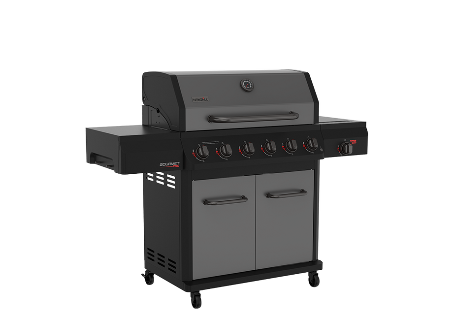 Gourmet Pro 6-Burner Graphite Dual Fuel Gas Grill with Searing Side Burner