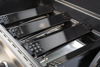 4 Burner Liquid Propane Gas Grill with Side Burner and Charcoal Tray in Black