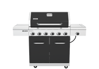 Deluxe 6-Burner Natural Gas Grill in Black with Ceramic Searing Side Burner