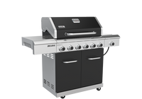 Deluxe 6-Burner Natural Gas Grill in Black with Ceramic Searing Side Burner