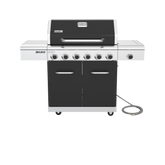 Deluxe 6-Burner Natural Gas Grill in Black with Ceramic Searing Side Burner