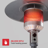 Sundara 48,000 BTU Matte Gray Propane Standing Patio Heater with Wheels