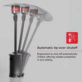 Sundara 48,000 BTU Matte Gray Propane Standing Patio Heater with Wheels