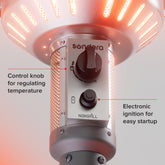 Sundara 48,000 BTU Matte Gray Propane Standing Patio Heater with Wheels