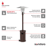 Sundara 48,000 BTU Bronze Propane Standing Patio Heater with Wheels
