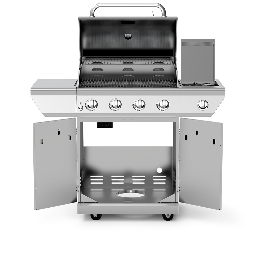 4-Burner Propane Gas Grill with Stainless Steel Side Burner