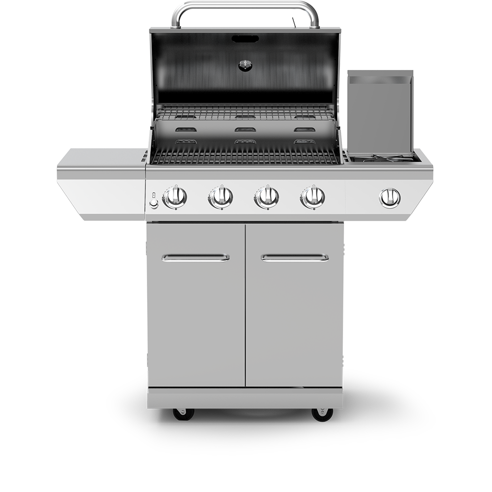 4-Burner Propane Gas Grill with Stainless Steel Side Burner