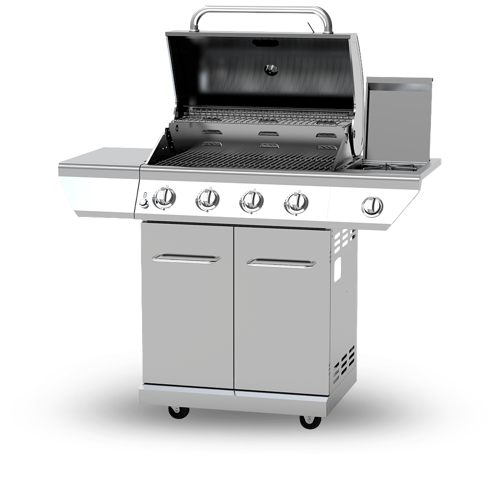 4-Burner Propane Gas Grill with Stainless Steel Side Burner
