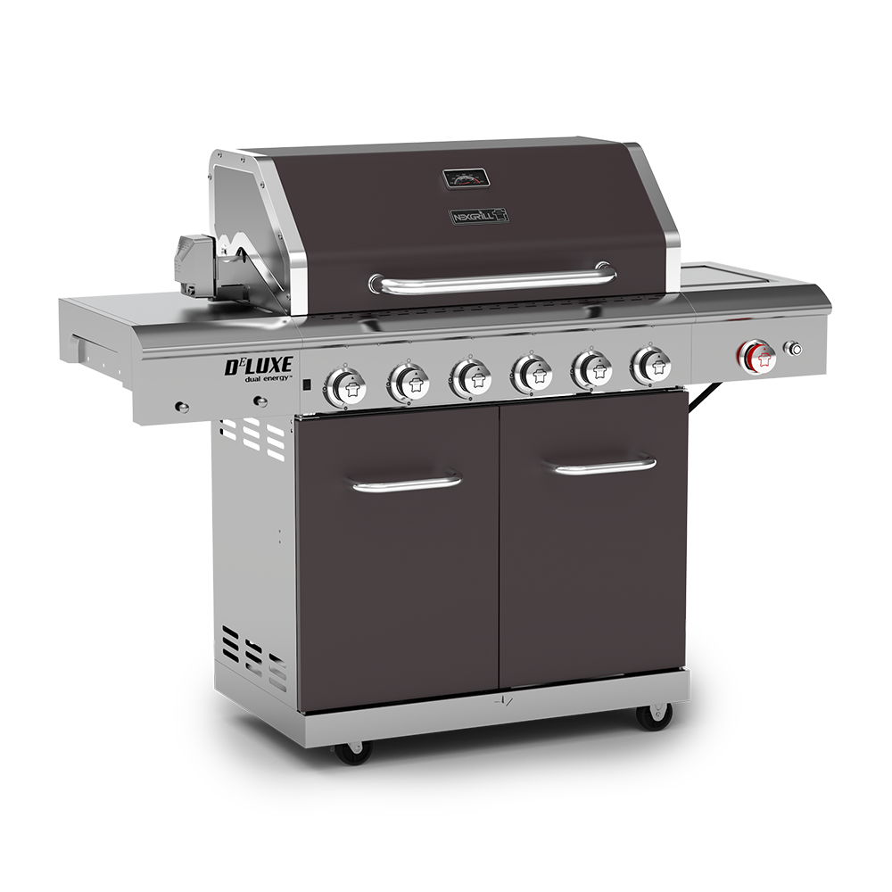 Deluxe 6-Burner Propane Gas Grill with Searing Side Burner & Rotisserie Kit