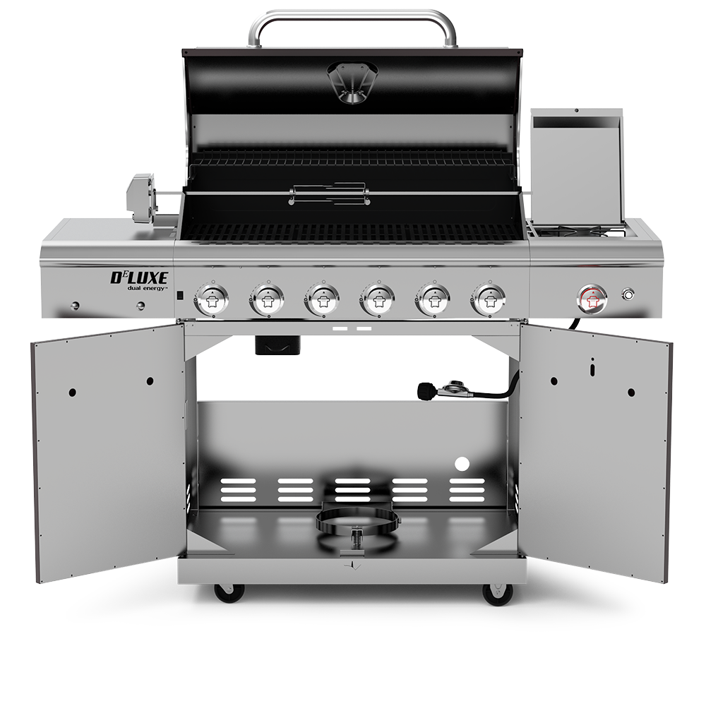 Deluxe 6-Burner Propane Gas Grill with Searing Side Burner & Rotisserie Kit