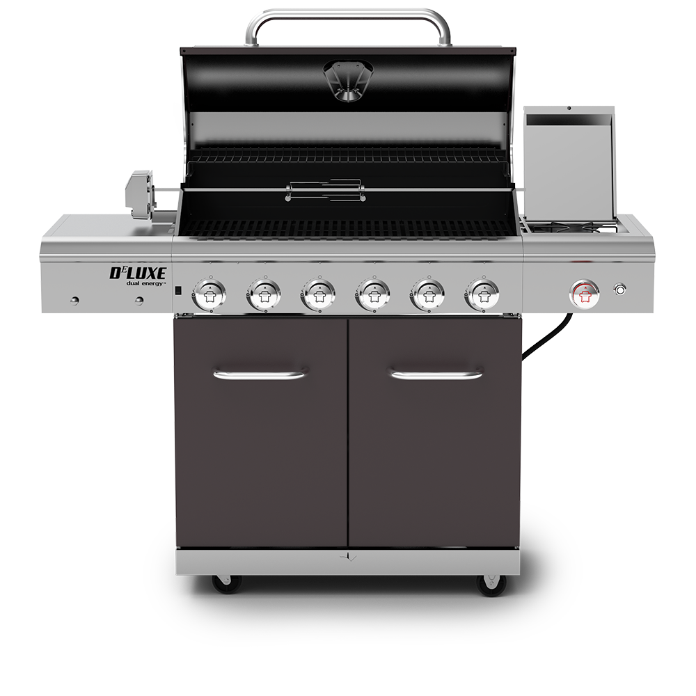 Deluxe 6-Burner Propane Gas Grill with Searing Side Burner & Rotisserie Kit