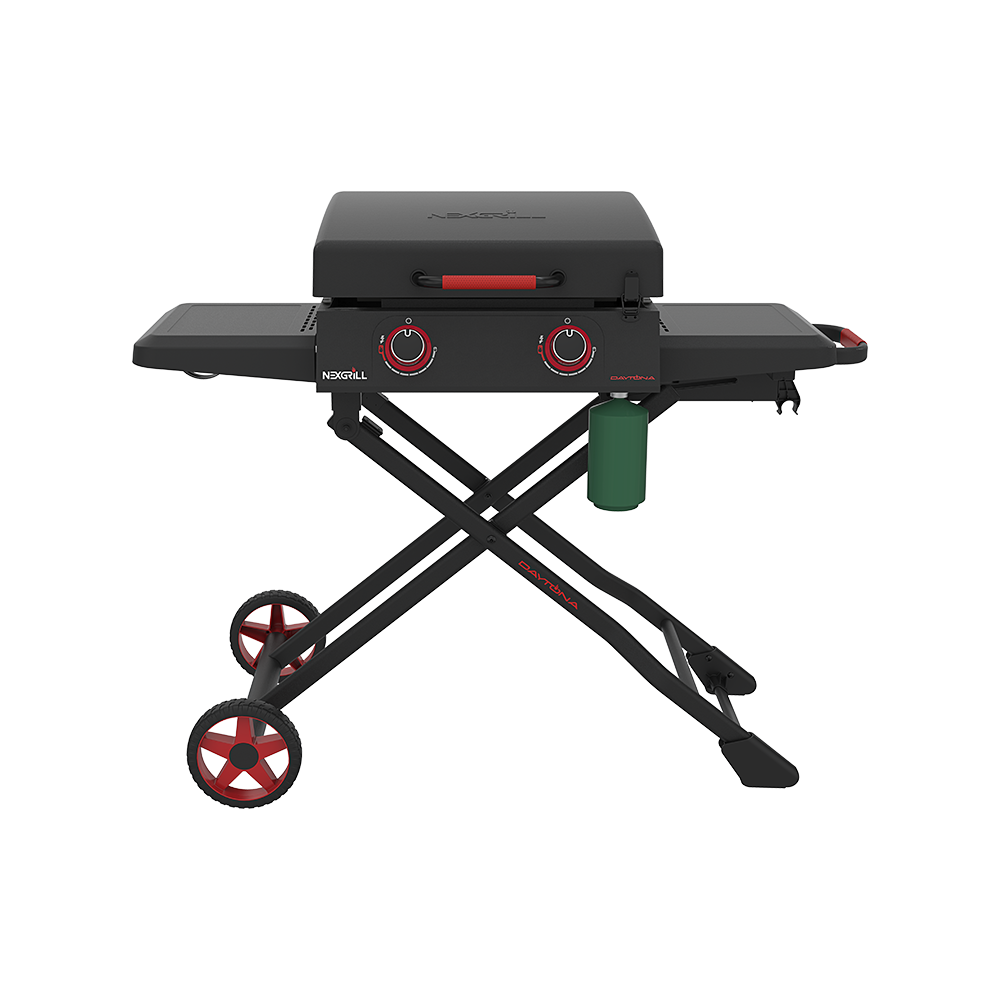 Daytona 2-Burner Propane Gas Griddle with Foldable Cart 