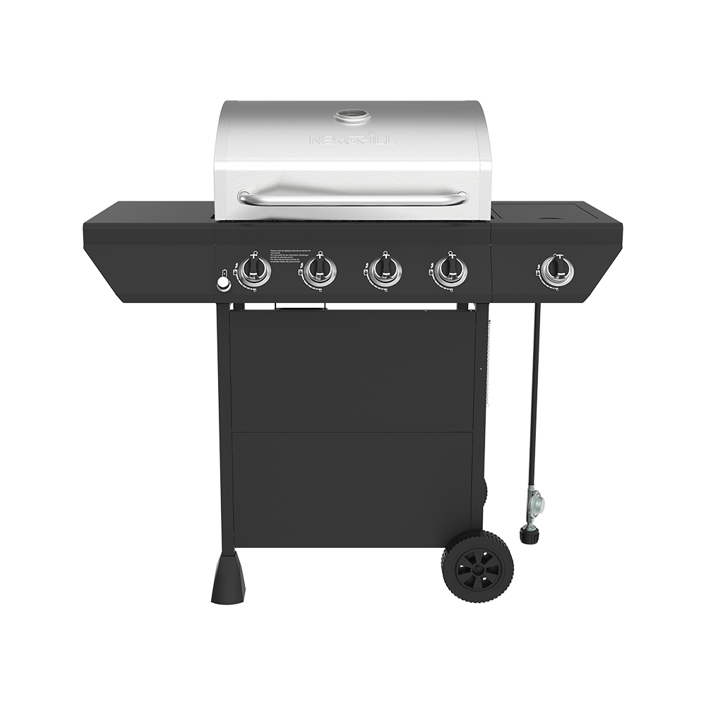 4-Burner Gas Grill in Black with Side Burner